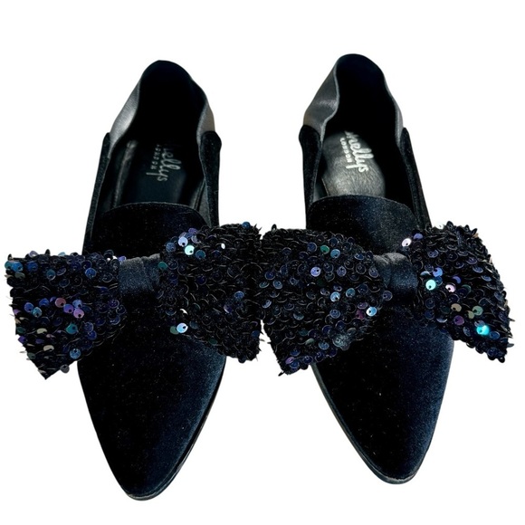 Shellys London Collapse Heel Flat Shoes Black Velvet Size Womens 7.5 - Picture 6 of 8